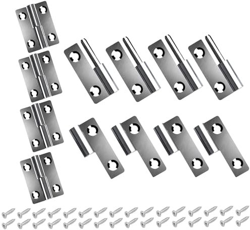 Anstore Aushebescharnier Türscharniere 2 Inch, 50x36x2mm Abnehmbares Scharnier mit 32 Schrauben 16x4mm, 8pcs Edelstahl Scharnier für Innen und Außentüren für Türen Fenster Schränke (4 Links+4 Rechts)