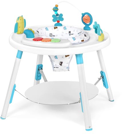 UBRAVOO Baby Activity Center,3-in-1 Baby Bounce Along Toys with Removable Toys and 360° Rotating Seat - Ideal for Infant Development and Entertainment (Blue)