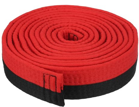 PATIKIL Taekwondo Farbiger Ranggürtel 1,6 x9,8ft 3 m, Polyester Kampfkunst Judo Karate Gürtel für Trainer Unterricht Praxis, Rot&Schwarz