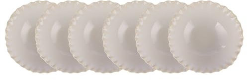 BUTLERS Schüssel 520ml 6er Set Suppenteller FLORENCE Steinzeug Geschirr Suppenschüssel | Bowl Salatschale Teller tief | akzentuierte wellige Ränder | Mikrowellen- & spülmaschinenfest