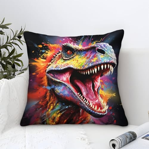 Federa quadrata con stampa Dinosauro con cerniera invisibile in lino resistente all'acqua, per divano letto, dimensioni: 50 x 50 cm