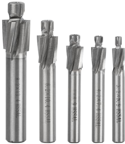 BATINO 5 Stück Senker Schaftfräser, CNC Fräser Metall Schaftfräser, HSS-AL M3 M4 M5 M6 M8 4 zapfensenker Flöten Senker Schaftfräse Slot Bohrer zum Fräsen von Kupfer, Aluminium, Stahl, Gusseisen