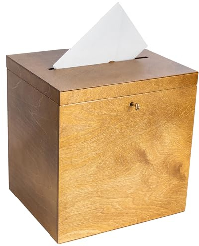 Creative Deco Holzkiste mit Deckel Nussbaum Hell Kartenbox Hochzeit
