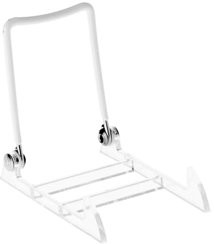 GIBSON HOLDERS 1PL verstellbare Staffelei aus weißem Draht und transparentem Acryl, 7 cm B x 9,5 cm T x 8,9 cm H, 12 Stück