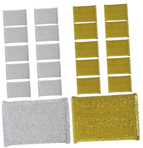 CIYODO 24piezas Esponjas para Fregar Doradas y Plateadas Almohadillas De Limpieza Resistentes para Platos y Hogar Fácil Agarre Superficie Abrasiva Sin Rayar Uso Duradero para Cocina y Bañ