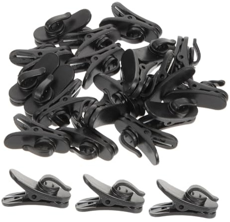 Earphone Wire Clip 200pcs Black Plastic Rotatable Collar Clip | Lapel Microphones and Earphone Wires, Easy Install, Lightweight Build, Secure Hold for Accessories