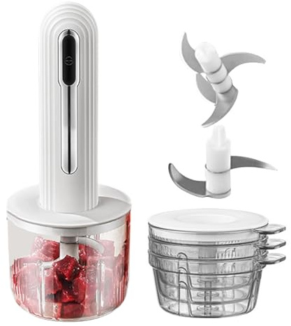 Picadora Eléctrica Pequeña,Trituradora De Verduras Recargable USB - Picadora De Ajo De Cocina Portátil Inalámbrico Preparación De Comidas Bebé Picar Carne Tratamiento De Frutas Y Preparación Ensaladas