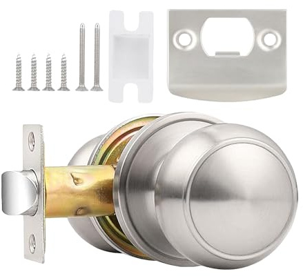 Juego de cerradura de puerta de entrada, manilla silenciosa para puerta de entrada, juego para reemplazar un pomo de puerta sin llave con tornillo y para casa, apartamento, escuela, hotel