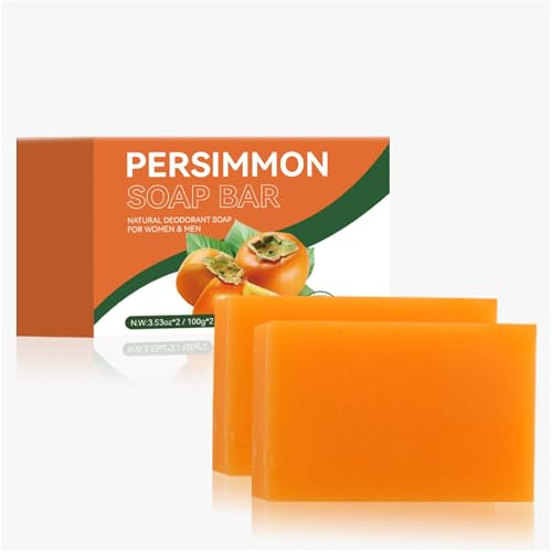 Natural Presimmon Soap, Persimmon Duschseife zur Gerüche entfernen, Feuchtigkeitsspendende Gesichts und Körperseife, Pflege für Sehr Trockene Haut, Öl-Kontrolle, Hautfreundlich (2)