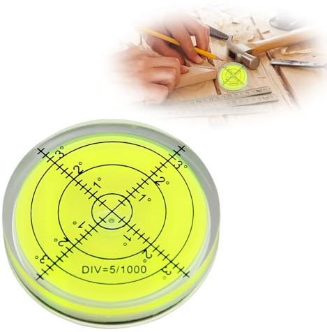 Large Acrylic Bullseye Bubble Spirit Level, 60mm Circular Spirit Level Precision ±0.5mm Accuracy Lightweight Surface Level Tool Durable Construction for Caravans Tripods Cameras DIY Professional Use