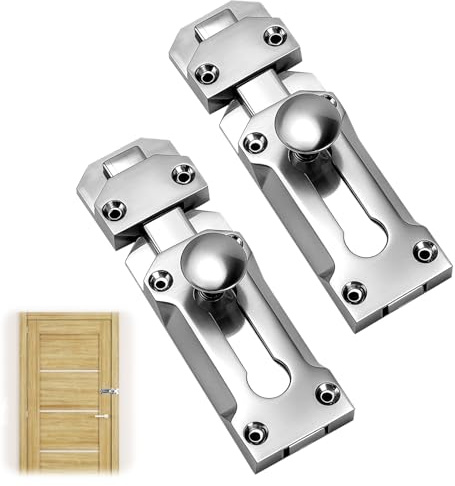 BREANIFULL 2 Packs Chrome Door Bolts Surface Door Latches 111mm Zinc Alloy Tower Bolt Heavy Duty Tower Bolt for Securing Internal Doors Bedrooms Bathrooms Cupboards（Brushed Silver）