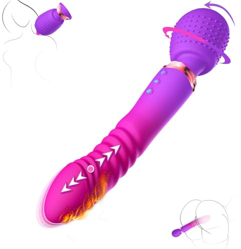 Varita Vibradora Masajeadora Telescópica Dildo, Vibradorador mujer Juguetes Eróticos con 10+5 Vibración & Calefacción, Vibrator Juguetes Eróticos para Pareja Sexuales Vibradorador Clítoris Punto G