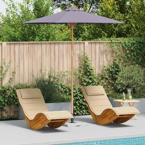 Parasol de jardin, gris foncé, diamètre : 270 cm, cadre en bambou, protection UV, housse en polyester, imperméable, pour terrasse et jardin, durable, montage facile