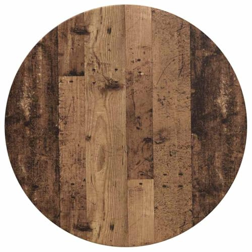 Tmriohed Rund Tischplatte Altholz 70 x 70 x 1 5 cm Massiver Holzwerkstoff Gartentischplatte Modernes Design Robust & Langlebig für Balkon Terrasse Garten Esstischplatte