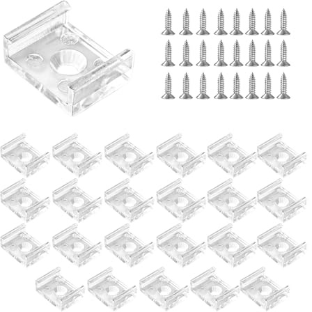 URCheers LED-list fästklämmor, 24-pack transparenta klämmor med skruvar, tillbehör för 10/12/13/15/17 mm LED- och COB-ljuslister, enkel montering för flexibel inomhusbelysning (för 15 mm)