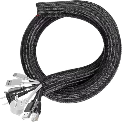 Canalina Passacavi Muro Guaina for cavi intrecciata, guaina for, for, protezione for TV, PC e scrivania per Computer(Black 1M)