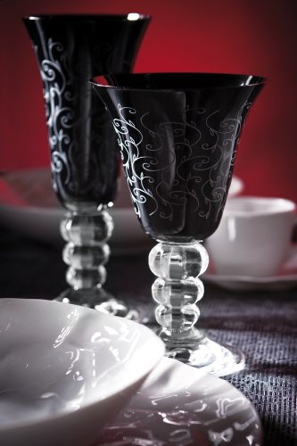 FADE Lot de 6 verres à eau série Jessica Panto Noir 260 ml