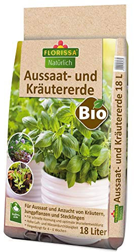 Florissa Natürlich Bio Aussaat- und Kräutererde (18 l) | torffrei | ideal für Jungpflanzen und Kräuter, Braun
