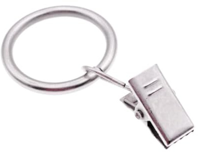 DécoProfi 10x Gardinenringe Vorhangringe mit Klammern Ø 25mm Matt Chrom I Ringe für Gardinenstangen Ø 16mm I Geeignet für Vorhang-Gardinenstange