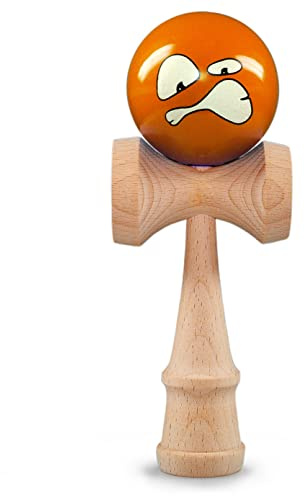 Ganzoo Kendama Giapponese in faggio massello, Blu Nero, Sfera Forata Diametro 6 cm con Cordino, 3 coppette e Punta per Prese, abilità, Equilibrio, coordinazione Mano Occhio