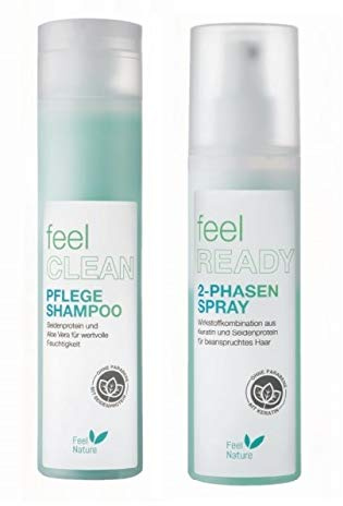 Hair Haus Feel Nature 2 Phasen Pflegespray 200 ml + Shampoo 250 ml - Feuchtigkeitsspendend für beschädigtes Haar