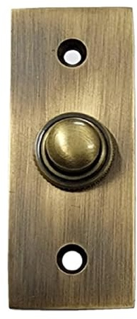 Adonai Hardware Rectangular Victorian Brass Bell Push or Door Bell or Push Button - Antique Brass