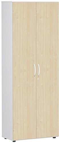 Gera Möbel Schranksystem Flex Flügeltürenschrank, abschließbar, Drehtürenschrank, Holzdekor, ahorn/weiß, 80 x 42 x 216 cm