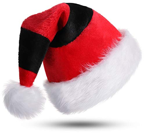 CITÉTOILE Weihnachtsmütze für Erwachsene, Warmer Plüsch, Rot schwarz