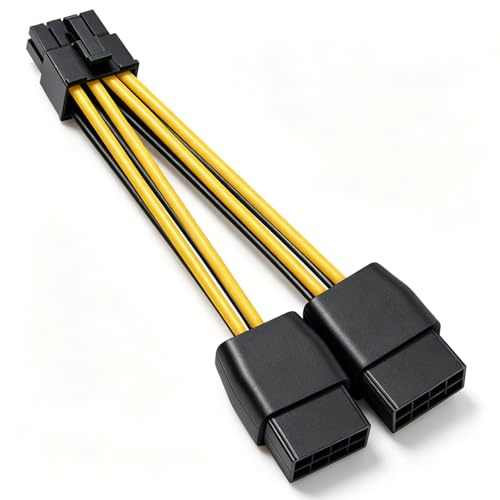 COMeap (Paquet de 2) NVIDIA Carte Graphique Câble d'alimentation Adaptateur CPU 8 Broches mâle vers Double PCIe 8 Broches Femelle pour Tesla K80/M40/M60/P40/P100 4 Pouces (10 cm)