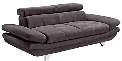 Mivano Zweisitzer-Sofa Enterprise / 2er-Couch mit Armteilfunktion und Kopfteilverstellung / 218 x 72 x 104 / Mikrofaser-Bezug, dunkelgrau