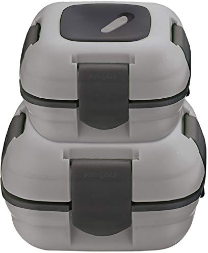 Pinnacle Lunchbox, isoliert, auslaufsicher, für Erwachsene und Kinder – Thermo-Lunchbehälter mit Wärmeentriegelungsventil, Set mit 2/2 Größen (Grau)
