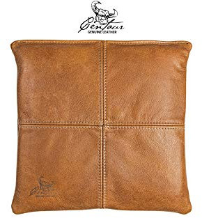 Centaur - Hochwertiges Leder Sitzkissen - Cognac Vintage 40x40 cm - Ideal für Stuhl oder Sitzbank - Abwaschbare Echtleder Stuhlkissen - Pflegeleichte Sitzauflage
