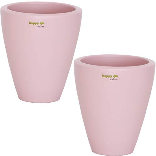 happy nature Set2 2 Keramik Blumentopf Rhodos für Orchideen Silver pink H 17 cm
