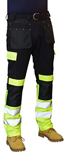 PRIME Herren Hi Viz Arbeitshose Herren Cargohose Army Twill Cargo HV-01 (1-HW5, 32W X 32L)