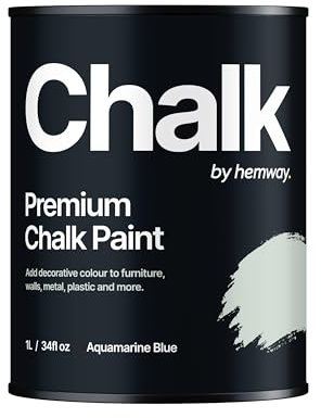 Hemway Chalk Paint Aquamarine Blue Furniture Paint 1L, Matt Finish Shabby Chic, Chalk Furniture & Walls, Quick Dry & 1 Coat