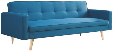 IDMarket - Skandinavisches gerades 3-Sitzer-Sofa, umwandelbar, LARS Entenblau