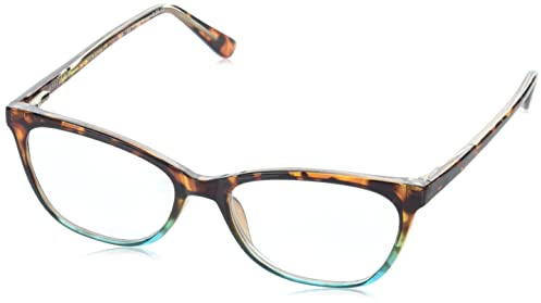 Foster Grant Sofia Vergara x Women's Teresa Cat-Eye Reading Glasses, Brown Tortoise Gradient Fade to Crystal Turquoise, 52 mm + 1.75