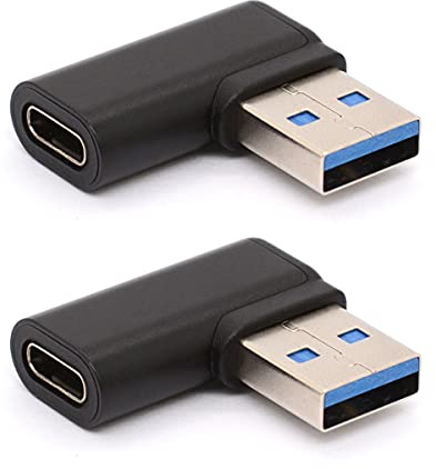 Tomost Lot de 2 adaptateurs USB C vers USB 3.0 coudés à gauche à 90 degrés USB 3.0 A mâle vers USB C femelle Adaptateur USB Type C vers USB Coverter Connecteur pour câble USB C, Hubs (gauche)