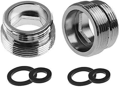 2 x Metall-Wasserhahn-Adapter, 22 mm Außengewinde auf 24 mm Außengewinde, Messing-Wasserhahn-Luftsprudler für Badezimmer, Küche, Wasseraufbereiter