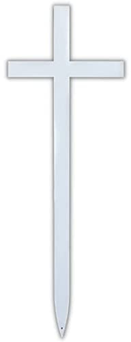 Woodhaven Memorial Cross - Steel Grave Marker 28 x 10 Inch - Perfect For Outdoor And Memorial Sites - White Powder Coat Finish - Headstone Replacement - Made In The USA