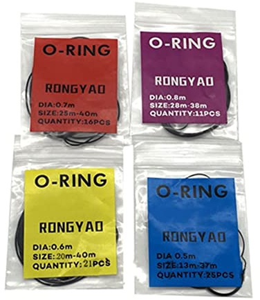 LICHIFIT Watch Back Cover Tätningsring Vattentäta Ringpackningar 0.5/0.6/0.7/0.8mm Elastiskt gummi O-ring Svart Klockreparationstillbehör