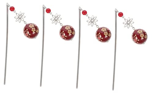 minkissy 4pcs Japanese Hair Chopsticks Floral Hair Accessories Pins Flowers Forks
