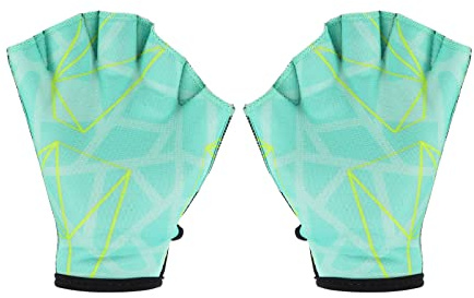PATIKIL Webbed Swim Gloves, Swimming Aquatic Gloves Printing Water Resistance Training Accessories for Swimming and Diving, S, Light Green