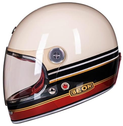 ZLYJ Vintage-Integralhelm Für Motorrad, Motorrad, Roller, Retro, Klassisch, Crash, Racing, Touring, ECE-Zugelassener Helm A,Large