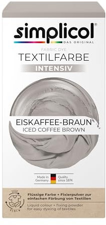 simplicol Textile Dye Intensive Iced Coffee Brown | Easy Dyeing in The Washing Machine | Liquid Colour & Fixing Powder | Pack of 1
