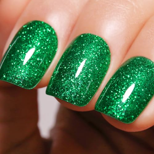 Ozzeal Semi-permanenter Nagellack, Pailletten, Weihnachtsgrün, Glitzer, Gel, Glitzer, UV-Gel-Nagellack, Herbst, Winter, Nagellack, Gel, Soak Off, LED, UV, Nail 15 ml