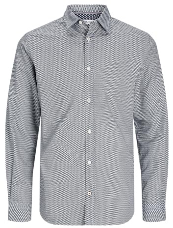 Jack & Jones Jjmatheo Print Detail Shirt L Casual Shirt, Bianco, M