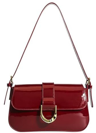 Kexpery Damen Umhängetasche aus Lackleder, vielseitige Vintage-Tragetasche, Handtasche, Riemen, verstellbar, Retro-Achseltasche, Crossbody-Tasche, Alltagstasche