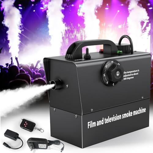 21000mAh Battery Powered Portable Fog Machine, 400W Small Smoke Machine with Remote & Manual Control, 2000CFM & Adjustable Temperature for Wedding, DJ, Halloween, Photography, Indoor & Outdoor-1 Pack