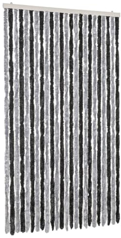 vidaXL Fliegenvorhang Grau und Schwarz 100x220 cm Chenille